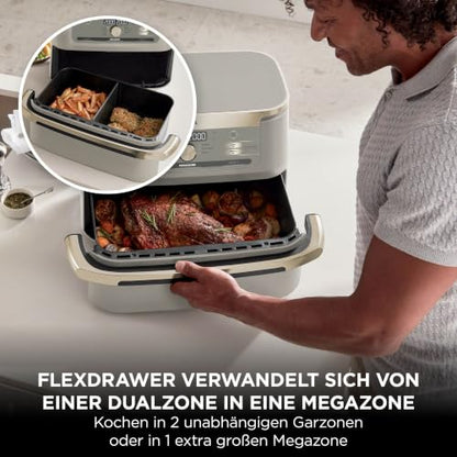 Ninja Foodi FlexDrawer AF500EU Heißluftfritteuse 10,4 L, Dual Zone
